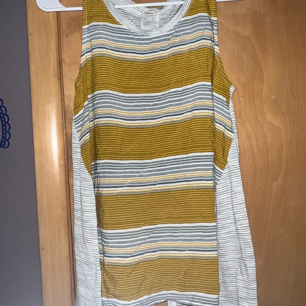 Hem & Thread Mustard and Gray Striped Tank Top